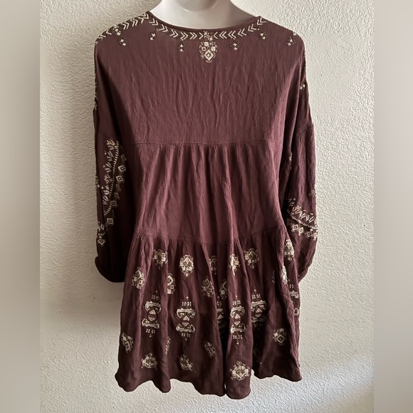 Free People Boho Arianna Tunic Flowey
Embroidered Brown Top S - Picture 5 of 15